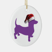Ornement Rond En Céramique Noël Purple Dachshund (Droite)