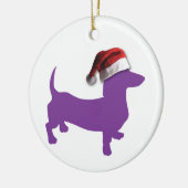 Ornement Rond En Céramique Noël Purple Dachshund (Gauche)