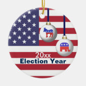 Ornement Rond En Céramique Noël républicain ou Democratic d'année d'élection (Devant)
