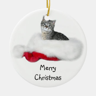 Ornement Rond En Céramique Noël Tabby kitten