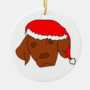 Ornement Rond En Céramique Noël Vizsla