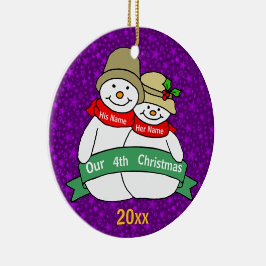 Ornement Rond En Céramique Notre 4ème Noël (Droite)