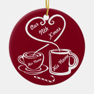 Ornement Rond En Céramique Notre nième Noël