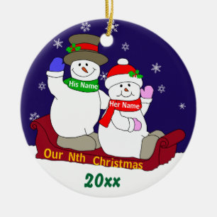 Ornement Rond En Céramique Notre nième Noël