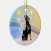 Ornement Rond En Céramique Nuages - Doberman Pinscher (Droite)