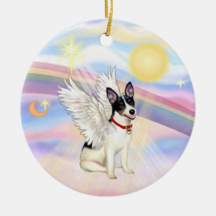 Ornement Rond En Céramique Nuages - Rat Terrier Angel