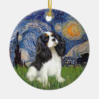 Ornement Rond En Céramique Nuit étoilée - Cavalier (tricolore)