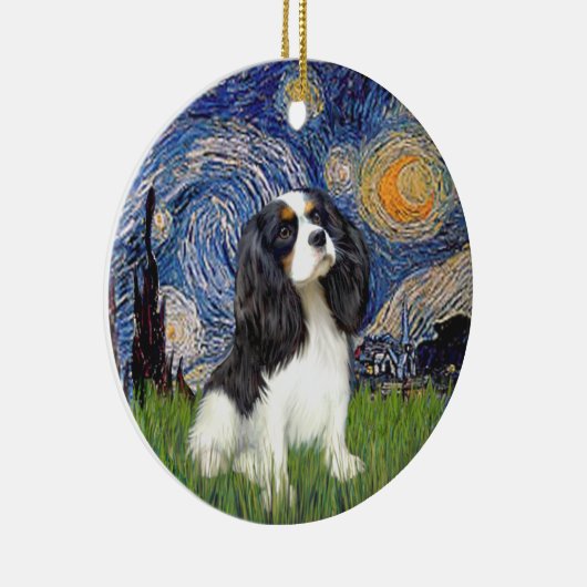 Ornement Rond En Céramique Nuit étoilée - Cavalier (trois couleurs) (Droite)