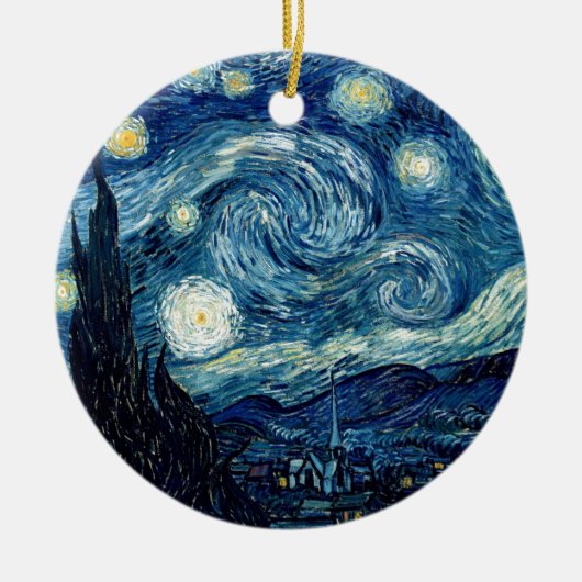Ornement Rond En Céramique Nuit Starry by Vincent Van Gogh (Devant)