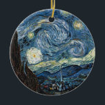 Ornement Rond En Céramique Nuit Van Gogh Starry<br><div class="desc">Vincent Van Gogh Starry Night masterpiece,  vintage artwork on modern day products from Zazilicious</div>