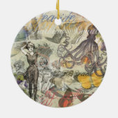 Ornement Rond En Céramique Octopus Beach Antique Côte Steampunk (Dos)