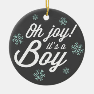 Ornement Rond En Céramique Oh Joy It's A Boy Photo Holiday Faire-part de nais