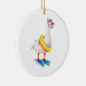 Ornement Rond En Céramique Oie blanche en snorkeling (Droite)