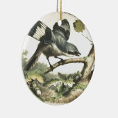 ORNEMENT ROND EN CÉRAMIQUE OISEAU DE PIE-GRIÈCHE AVEC L'INSECTE (Droite)