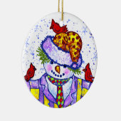 Ornement Rond En Céramique Oiseaux de neige (Droite)