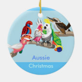 Ornement Rond En Céramique Oiseaux de Noël en Australie (Dos)
