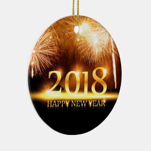 Ornement Rond En Céramique Or 2018 Bonne année Feu d'artifice (Droite)