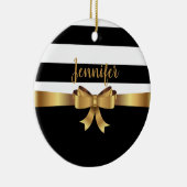 Ornement Rond En Céramique Or personnalisé, Gras noir rayures ÉLÉGANT BAS (Droite)