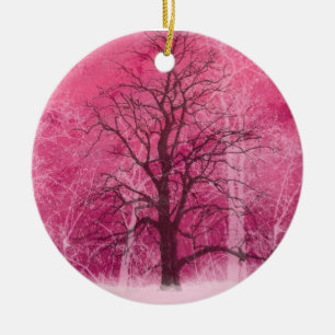 Ornement Rond En Céramique oranament rose du pays des merveilles d'hiver