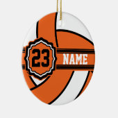 Ornement Rond En Céramique Orange Volleyball | Nom et numéro do-it-yourself (Droite)