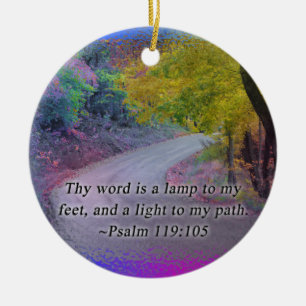 Ornement Rond En Céramique ORNAMENT PSALM 119:105 Thy Word Lamp to My Feet