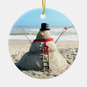 Ornement Rond En Céramique Ornement de Snowman en Floride