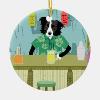 Ornement Rond En Céramique Ornement en bambou de barre de border collie Tiki