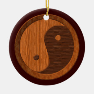 Ornement Rond En Céramique Ornement en bois Yin Yang