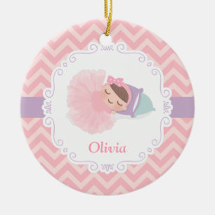 Ornement Rond En Céramique Ornement Personnalisé de Petite Fille Ballerine En