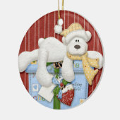 Ornement Rond En Céramique Ours polaire sur l'emballage de l'ornement de vaca (Gauche)