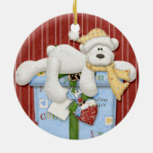 Ornement Rond En Céramique Ours polaire sur l'emballage de l'ornement de vaca (Dos)