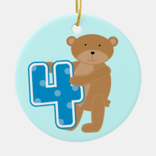 Ornement Rond En Céramique Ours T-shirts et cadeaux pour le 4e anniversaire