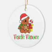 Ornement Rond En Céramique Ours tchèque de Noël de Vesele Vanoce (Gauche)