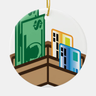 Ornement Rond En Céramique Ouvrez les factures et les cartes d'icône de