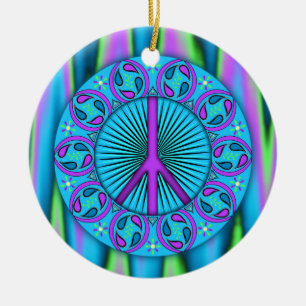 Ornement Rond En Céramique Paix ~ Feuille