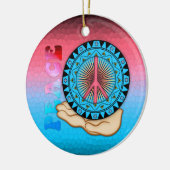 Ornement Rond En Céramique Paix ~ Soleil (Gauche)