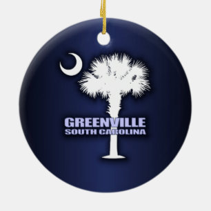 Ornement Rond En Céramique Palmetto de Sc et croissant (Greenville)
