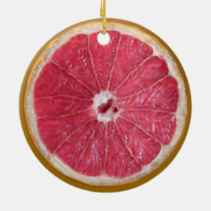 Ornement Rond En Céramique Pamplemousse rouge juteux