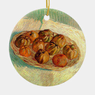 Ornement Rond En Céramique Panier de pommes à Pissarro par Vincent van Gogh