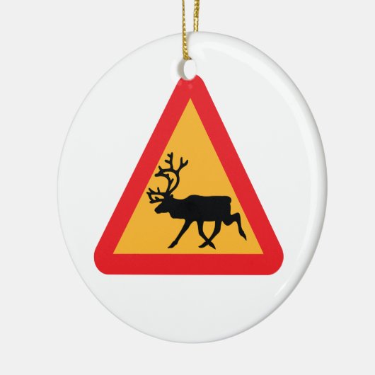 Ornement Rond En Céramique Panneau de signalisation suédois Caution Reindeer (Gauche)
