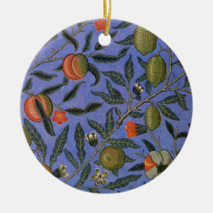 Ornement Rond En Céramique Papier peint coloré Grenade Bleue de William Morri