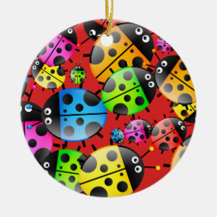 Ornement Rond En Céramique Papier peint de coccinelle