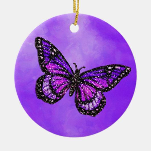 Ornement Rond En Céramique Papillon de la Glitterie sur aquarelle (Devant)