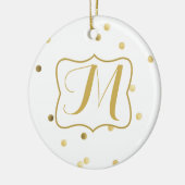 Ornement Rond En Céramique Parties scintillant d'or Confetti Dot Polka Motif (Gauche)