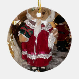 Ornement Rond En Céramique Patinage de Noël Collection d'ours en peluche.