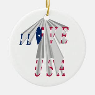 Ornement Rond En Céramique Patriotisme effarant : I Love USA Perspective Art