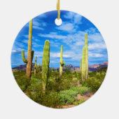 Ornement Rond En Céramique Paysage de cactus du désert, Arizona (Dos)