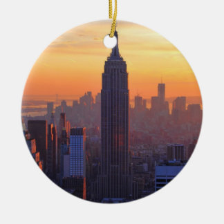 Ornement Rond En Céramique Paysage urbain de NYC : Emp St Bldg Coucher de sol