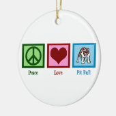 Ornement Rond En Céramique Peace Love Pit Bulls (Gauche)