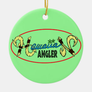 Ornement Rond En Céramique Pêcheur à la ligne hawaïen